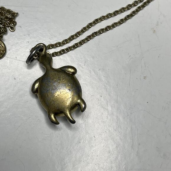 J.Crew J Crew pendant gold tone necklace burnished TURTLE signed costume jewelry - Picture 7 of 12
